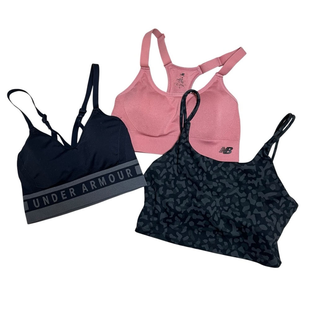 Lot of 3 Women's Sports Bras Sz Small to Med, New Balance Under Armour 2 Padded